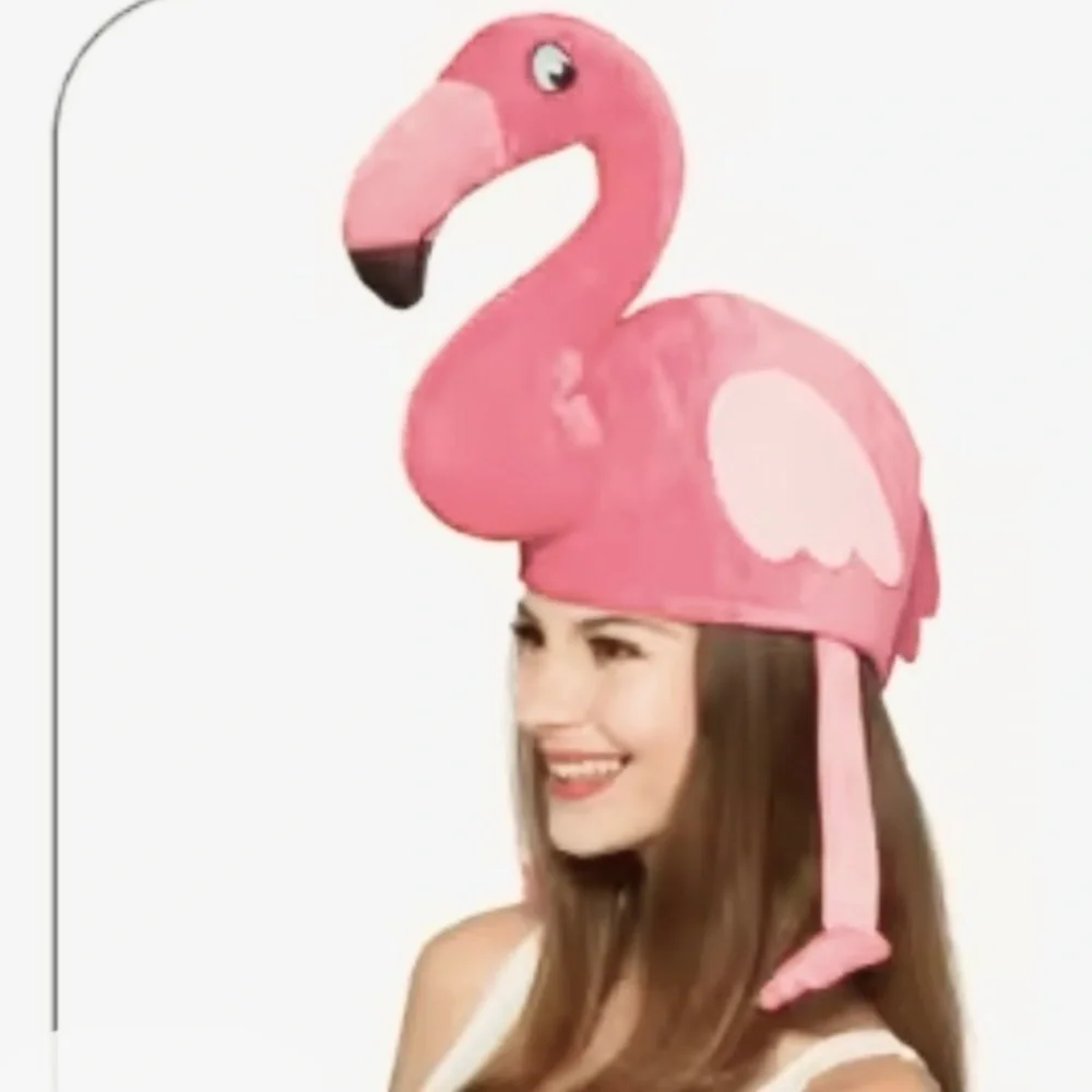 Set of 3- Dress Up/Party Fabric Hats. Flamingo, Hot Dog, Watermelon.